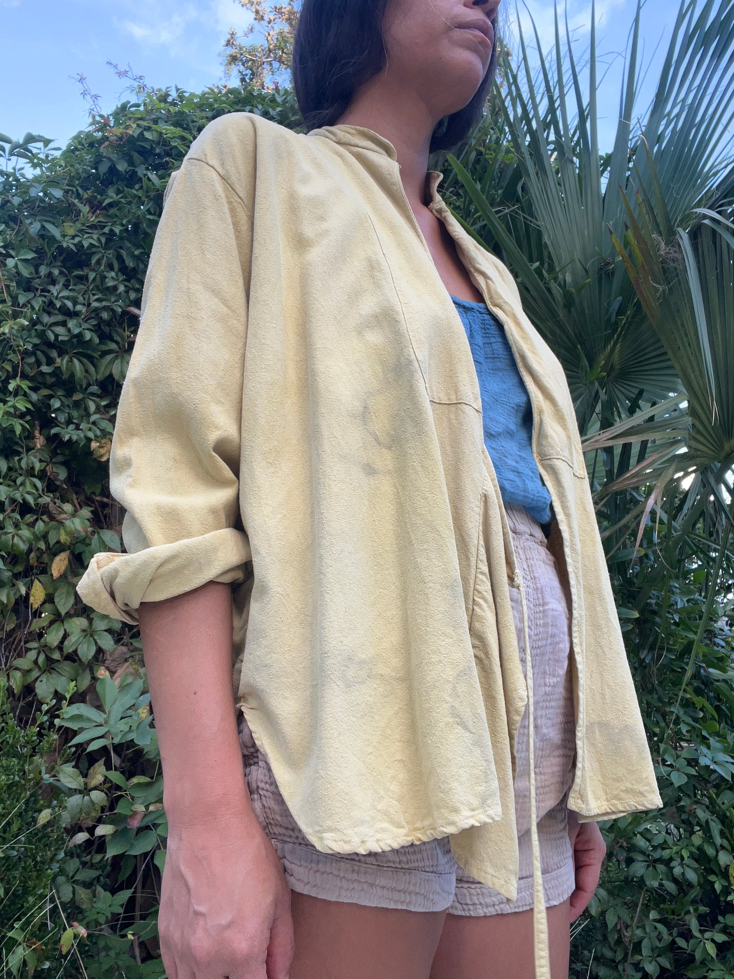 Mandarin Collar Tie-Front Wrap Jacket