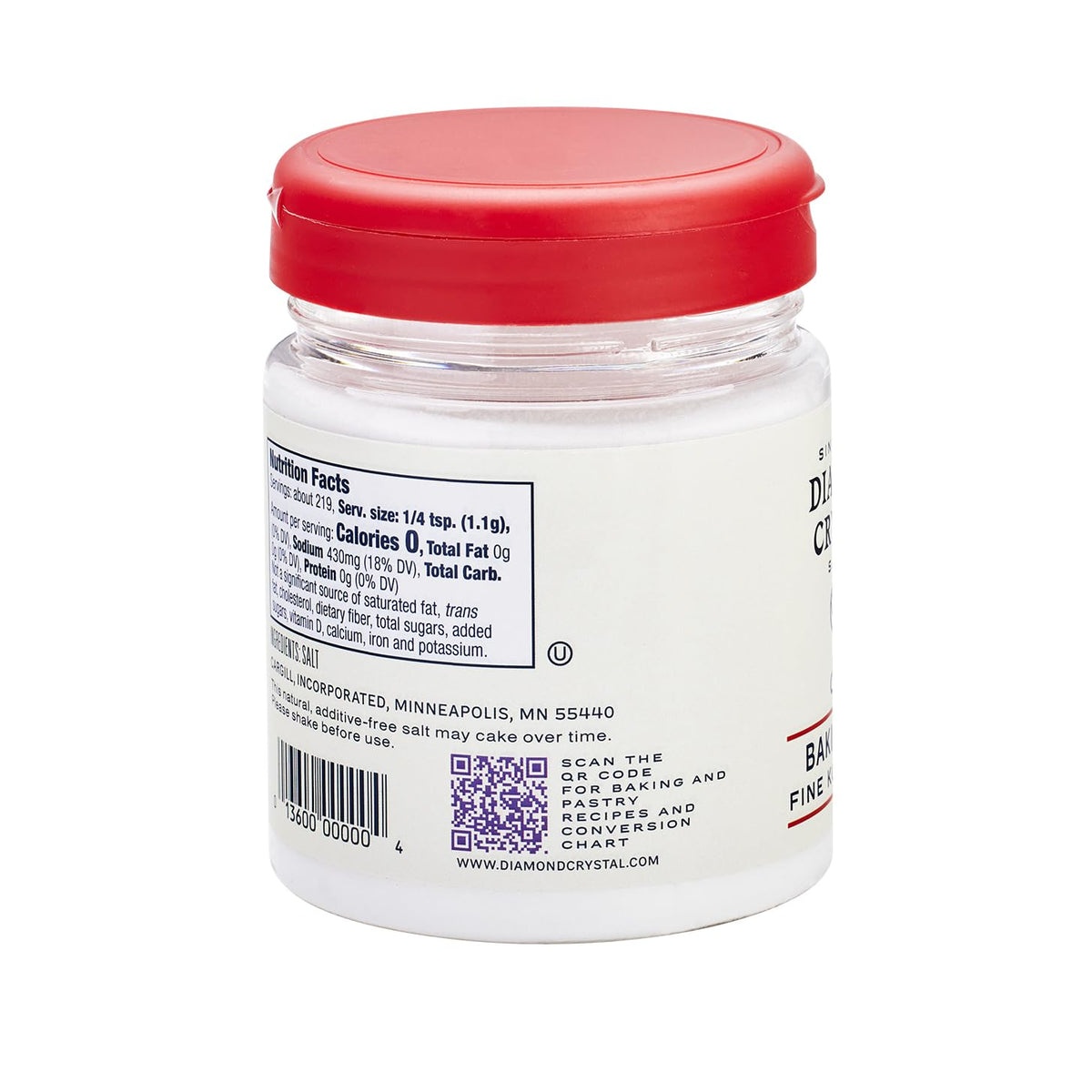 Diamond Crystal Baking Salt, Fine Kosher Salt, No Additives, Great for batters and doughs, 8.5oz Canister