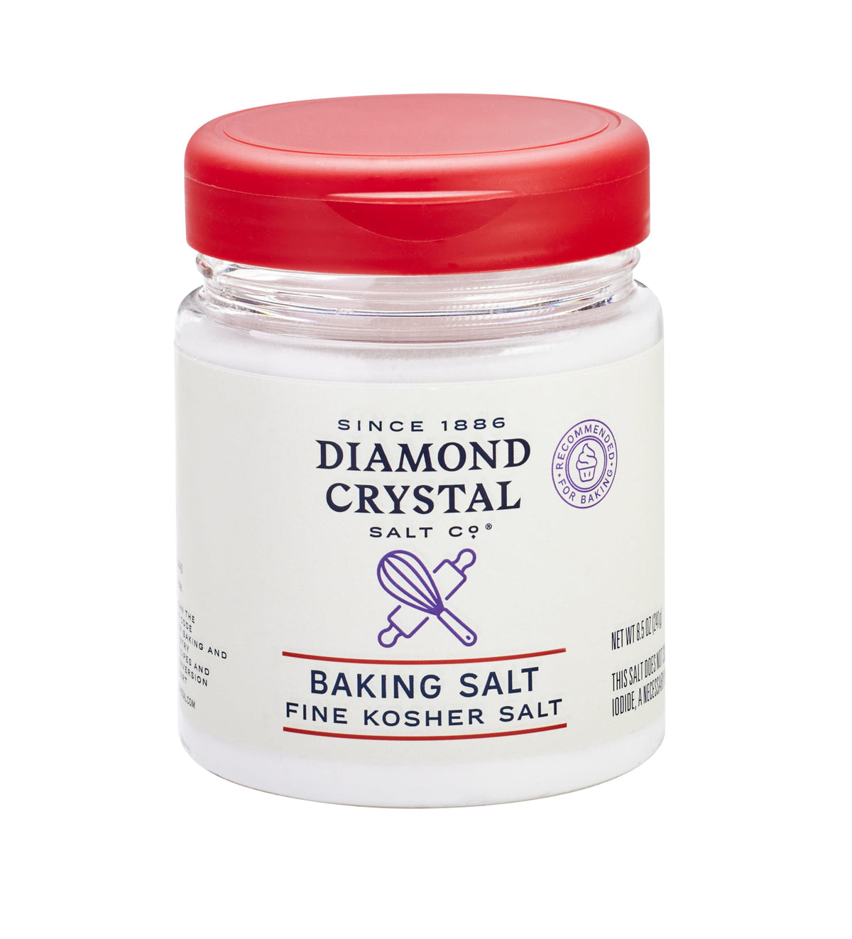 Diamond Crystal Baking Salt, Fine Kosher Salt, No Additives, Great for batters and doughs, 8.5oz Canister