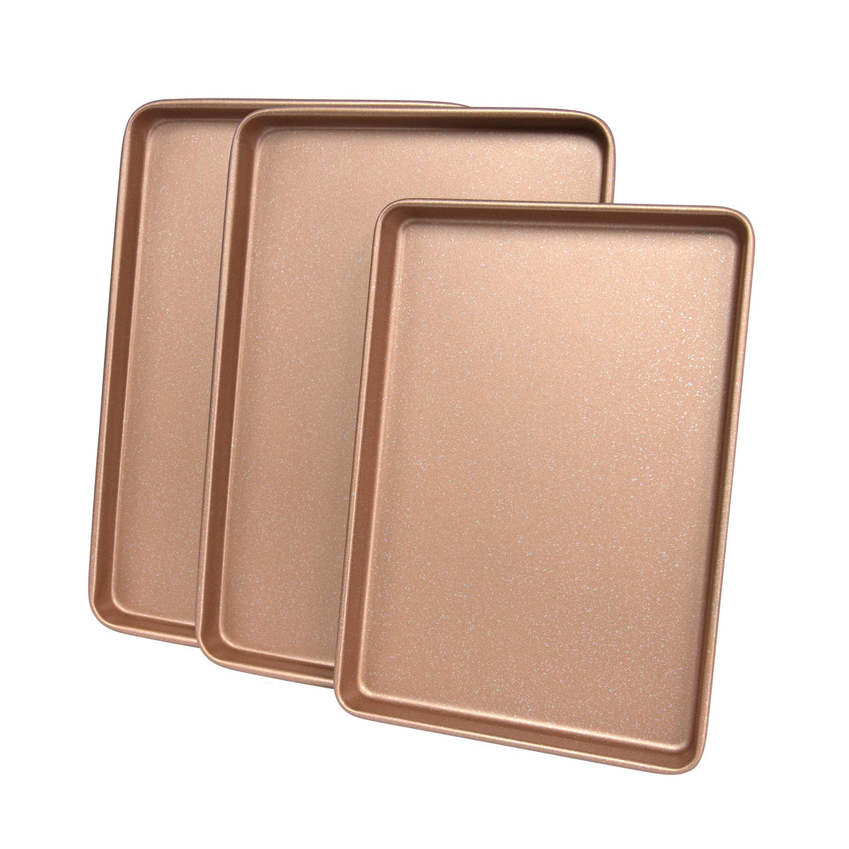 casaWare 3pc Ultimate Cookie Sheet Set (Rose Gold Granite)