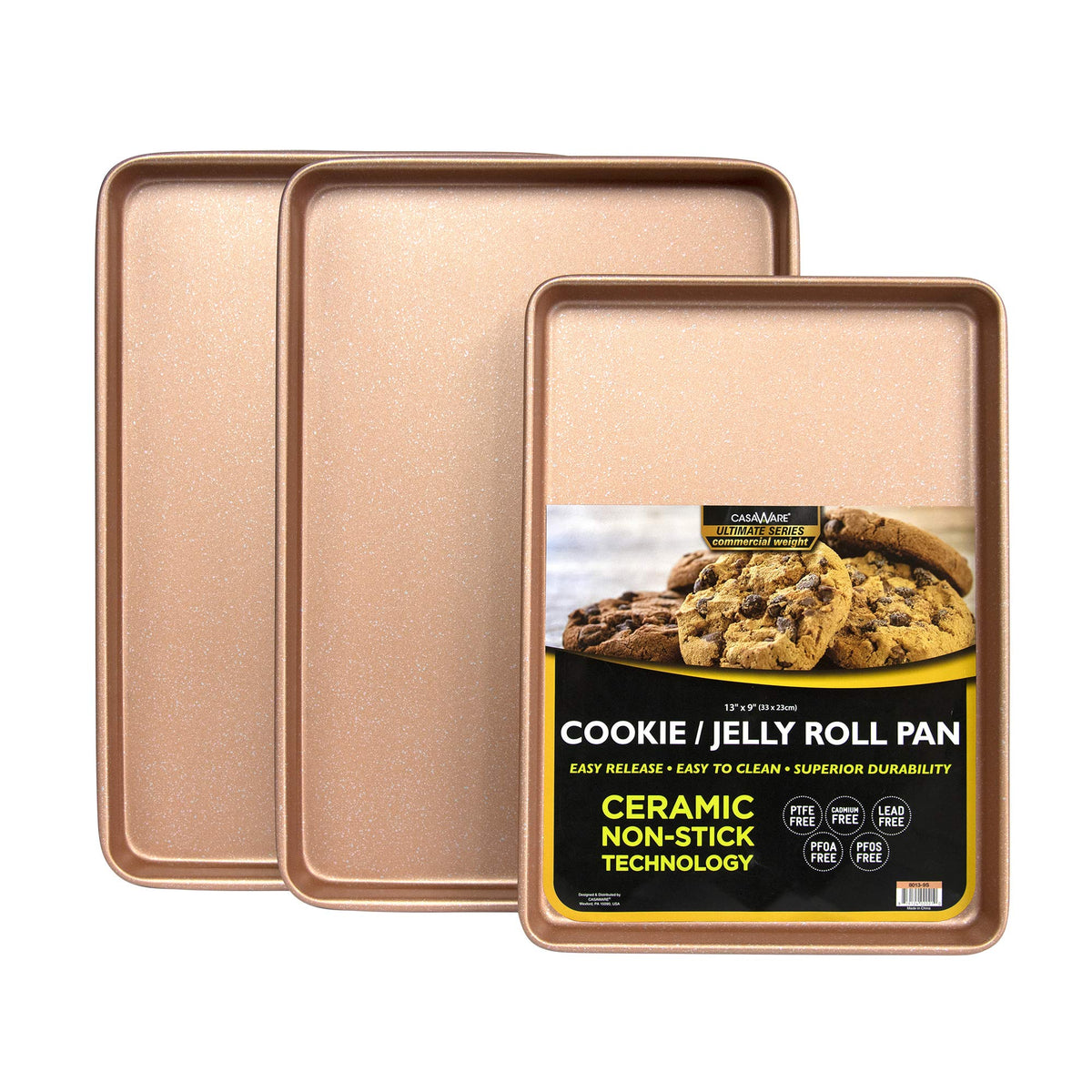 casaWare 3pc Ultimate Cookie Sheet Set (Rose Gold Granite)